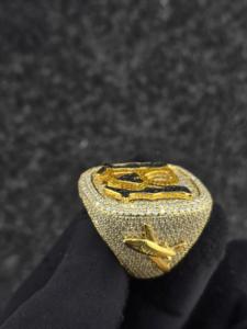 Hip Hop <b>Iced</b> Out Letter <b>Ring</b> Moissanite Gemstone Band Round Brilliant Cut Unisex Championship Style Jewelry - Product Image 2