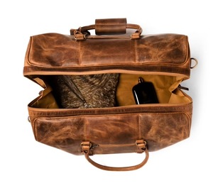 กระเป๋าหนังวัวแท้แบบดัฟเฟิล สำหรับเดินทาง น้ำหนักเบา สไตล์วินเทจ แฟชั่น ซิป จุของได้เยอะ พกพาสะดวก ใช้ได้ทั้งชายและหญิง - Product Image 3