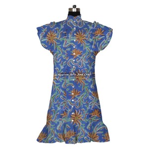 <b>Boho</b> Cotton Block Print <b>Dress</b> Handmade <b>Summer</b> <b>Dress</b> For Women, Floral Casual Wear, Lightweight Fabric, Beach-Ready Look - Product Image 6