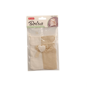 Sacchetto regalo Ilan 10x14cm con decorazione a cuore in pizzo per bomboniere - Product Image 1