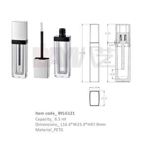 High Quality Square <b>Lipgloss</b> Tube Liquid Eyeshadow Tube Empty Liquid Makeup Container 6.5ml - Product Image 1