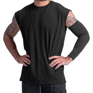 Camisetas sin mangas deportivas para hombre con logo personalizado, transpirables, de punto, holgadas, de talla grande, con bordado. - Product Image 1