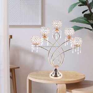 Bougeoirs en cristal à 5 bras Bougeoirs en or Bougeoirs en cristal Candélabres - Product Image 2