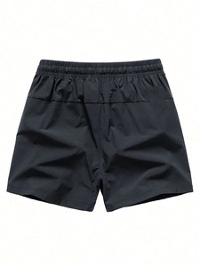 Men's Solid <b>Black</b> Quick Dry Breathable Floral Pattern Drawstring Board Shorts High Waist Unisex Swim <b>Trunks</b> 100% Cotton 220g - Product Image 2