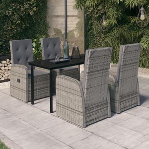 Set da Pranzo da Giardino in Rattan Grigio per 4 Persone, Resistente alle Intemperie, Arredamento da Esterno in Stile Contemporaneo - Product Image 4