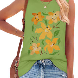 Camiseta sin mangas para mujer, personalizada con estampado, camiseta deportiva de alta calidad, informal, acanalada, para damas de talla grande, algodón/fibra de bambú - Product Image 2