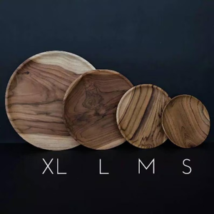 Assiettes rondes classiques en bois, vaisselle décorative en bois, assiettes durables en bois dur - Product Image 3