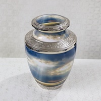 Urne funéraire en aluminium de haute qualité pour adulte, gravée avec une magnifique image ciel et océan, impression personnalisée, style ange, 10 pouces, pour cendres humaines