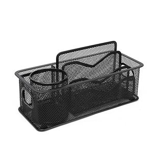 Craft India Overseas Black Metal Mesh Round Desk Organizer Set with Pen Holder and Storage <b>Bins</b> (Large Capacity) - Product Image 2