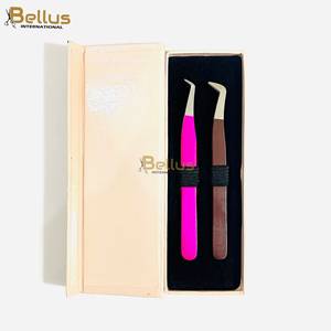 แหนบต่อขนตาแบบขายส่ง 2 ชิ้น 45 องศา สีม่วง ด้ามจับเพชร ปลายเรียบ สแตนเลส ทนทาน รับทำโลโก้ตามสั่ง OEM ODM - Product Image 4