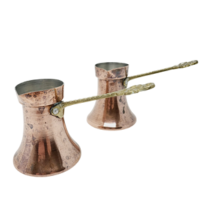 Traditional Hand-Hammered Solid Copper Turkish <b>Coffee</b> Pot With Brass Handle Authentic Cezve Ibrik For Stovetop Brewing On Sale - Product Image 2