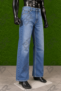 Jeans de Mezclilla Azul Vintage de Algodón Tejido, Corte Recto y Ancho, para Hombre, ODM, Estilo Casual Urbano - Product Image 3
