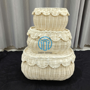 Creative Handmade <b>Small</b> Rattan Wicker Candy Storage Scallop <b>Baskets</b> Kids Storage <b>Basket</b> - Product Image 1