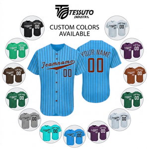 Camiseta de Béisbol Sublimada al por Mayor con Rayas, Uniforme de Equipo Personalizado con Botones, Camiseta Deportiva de Manga Corta de Alto Rendimiento con Logotipo Personalizado - Product Image 4