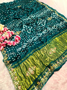 Luxury Gaji Silk <b>Gota</b> Patti Saree Traditional Indian Wedding Saree - Product Image 3
