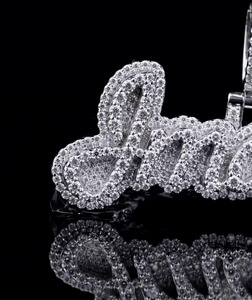 Iced Out Moissanite <b>Pendant</b> With Strawberry Charms 925 <b>Silver</b> Rhodium Plated Hip Hop Style Custom <b>Initial</b> Letter <b>Pendant</b> For Men - Product Image 5