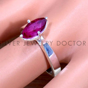 Nouvelle Arrivée Bague en Argent Sterling 925 avec Pierre Précieuse Rubis Naturel Taille Marquise Sertie à Griffes, Bijoux de Créateur, Bagues Solitaires Unisexe - Product Image 2