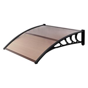 Tettoia Antipioggia 100 x 96 cm Marrone con Supporto Nero per Porte e Finestre, per Uso Domestico - Product Image 6