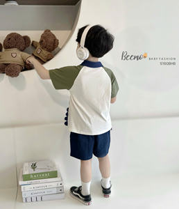 Vêtements pour enfants en gros, ensemble décontracté d'été en coton respirant, imprimé dinosaure, vêtements pour garçons en bas âge pour l'école, tenues - Product Image 3