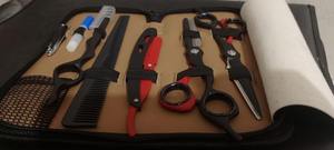 Kit de ciseaux de coiffure professionnels en acier inoxydable 440C, lames affûtées, manche long en acier inoxydable, sécurité et éclaircissement des cheveux - Product Image 2