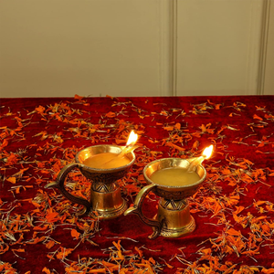 Handcrafted Brass Cup Diya <b>Oil</b> <b>Lamp</b> Traditional Brass Candle Holder Decorative <b>Oil</b> Burning <b>Lamp</b> Home Accent Tabletop Lighting - Product Image 1