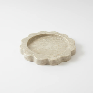 High Quality Minimalist Marble & Metal Beige Round <b>Storage</b> <b>Tray</b> with Curved Border for Wedding Tabletop Vase and <b>Storage</b> Use - Product Image 4