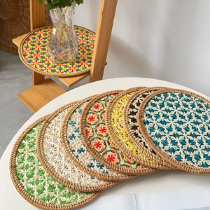 Set de table en bambou tressé coloré, motif floral naturel, meilleur prix. - Product Image 4