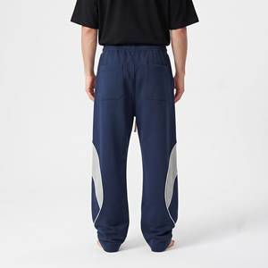 Pantalon de survêtement homme en coton épais, coupe large, bicolore, style streetwear décontracté pour l'hiver - Product Image 5
