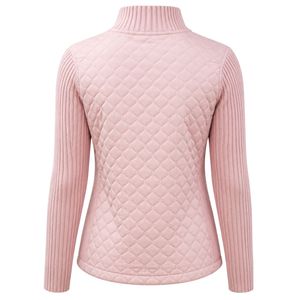 Pink AKA Quilted Sweater <b>Jacket</b> Women <b>Zip</b> <b>Up</b> Knit Outerwear Casual Fashion Cardigan Warm Layered Top Stylish Apparel - Product Image 2
