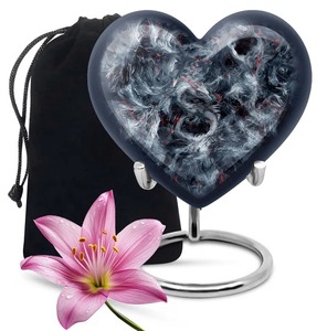 Urna para adultos de cremación de corazón de mamut más vendida para cenizas de papá con soporte y bolsa de terciopelo gratis - Product Image 4