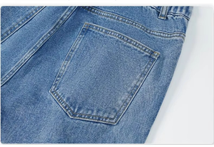 Custom Winter Solid Washed ODM Spring Autumn Men Straight <b>Jeans</b> <b>Elastic</b> <b>Waist</b> Wide Leg Loose Casual Denim - Product Image 6