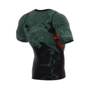 <b>Men</b> <b>Compression</b> Shirt Long Sleeve Swim Surf Shirt jiu jitsu mma Sublimation Printed UV Protection Rash <b>Vest</b> Quick Dry Rash Guard - Product Image 2