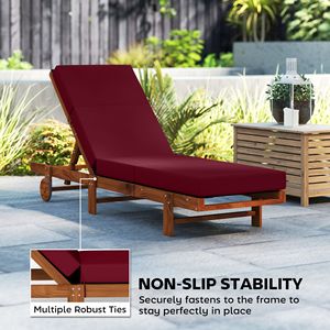 Cuscino per Chaise Longue da Esterno Rosso 53x183 cm, Spessore 10 cm con Lacci per Mobili da Giardino - Product Image 6