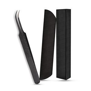 Pinzas de extensión de pestañas de acero inoxidable con etiqueta privada de alta calidad con puntas de fibra de volumen Pinzas de pestañas - Product Image 3