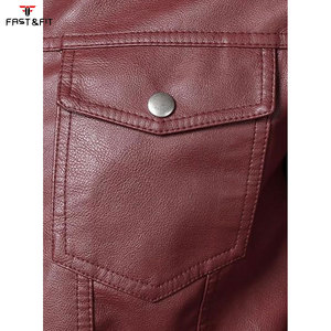 Nouvelle veste en toile et cuir vintage décontractée pour homme, tenue d'hiver, design motard, poche avant, logo - Product Image 6