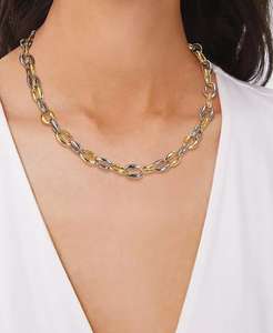 Two-Tone <b>Chain</b> Textured <b>14K</b> <b>Gold</b> Plate Necklace | Macy's - Product Image 2