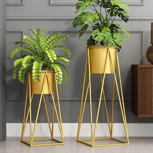 Maceta Moderna de Hierro Chapada en Oro, Decorativa, Duradera, Ligera, para Interiores y Exteriores, Jardín, Hogar, Oficina, Tamaño Personalizable - Product Image 2