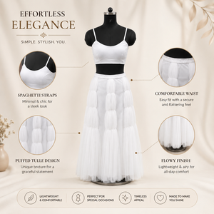 Luxury White Two Piece Tulle Maxi Dress for Women Spaghetti Strap Crop <b>Top</b> Puffy Skirt Elegant Party <b>Wedding</b> Beach Vacation - Product Image 5
