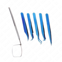 ZULLO INDUSTRIES Kit de Pinzas para Extensión de Pestañas de Acero Inoxidable Azul Oscuro, Logotipo Personalizado, Punta Puntiaguda de Precisión, Duraderas y Antiestáticas