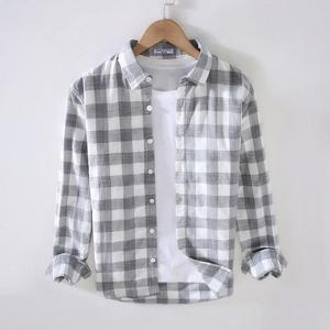 Chemise décontractée en coton pour homme, col montant, manches longues, coupe ajustée, respirante, douce, confortable et légère pour le travail et le quotidien - Product Image 6