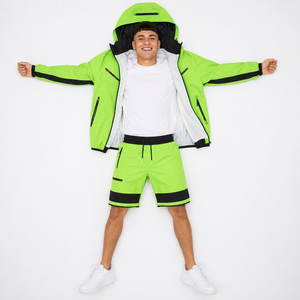 Conjunto de Chaqueta Cortavientos y Pantalones Cortos para Hombre, Tejido Técnico OEM, Impermeable, Ligero, Ropa de Verano, Fabricante OEM - Product Image 4