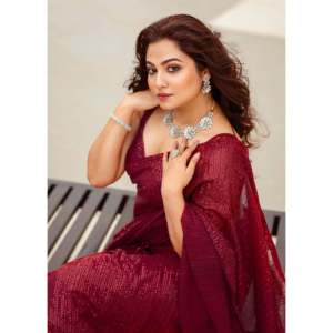 Designer Evening <b>Saree</b> for Parties Featuring Sequence Work - Product Image 1