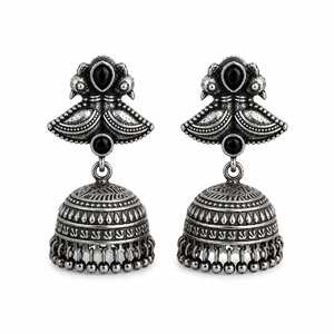 Pendientes de Araña Vintage de Latón Plateado con Ónix y Bisel, Corte Pera, para Mujer, Estilo Boda India, Disponibles para Pedidos al por Mayor - Product Image 1