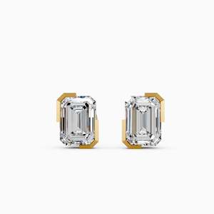 Rose Gold 14k Solid Gold <b>Emerald</b> Cut Diamond <b>Stud</b> Earrings Women's Trendy IGI Certified Gift Minimalist Everyday Wear - Product Image 4
