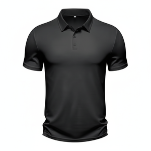 Camisa de Manga Corta para Hombre, Premium, Negra, Sólida, Transpirable, Casual, Bordada, de Nylon, con Bolsillo, de Secado Rápido, Alto Rendimiento - Product Image 1