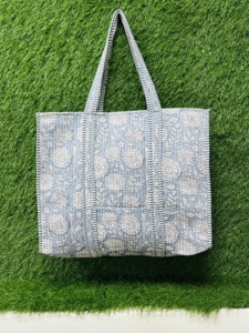 Floral Printed Cotton <b>Tote</b> <b>Bag</b> Handmade Quilted Eco-friendly Fashion Women's Shoulder Zipper Closure <b>White</b> Travel Shopping <b>Bag</b> - Product Image 1