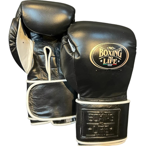 ถุงมือชกมวยหนังวัวแท้คุณภาพพรีเมียม No Boxing No Life สำหรับฝึกซ้อมและแข่งขัน สายรัดข้อมือปรับได้แบบ Hook and Loop ขนาด 18oz 20oz 22oz - Product Image 1