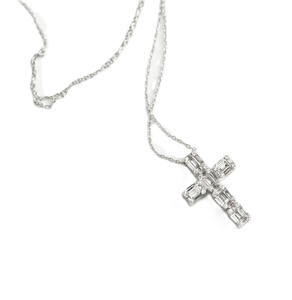 Pendentif Croix en Diamant de Laboratoire Certifié IGI, Or Massif 10K 14K, Bijou Chrétien Minimaliste, Croix de Jésus au Design Illusion - Product Image 3