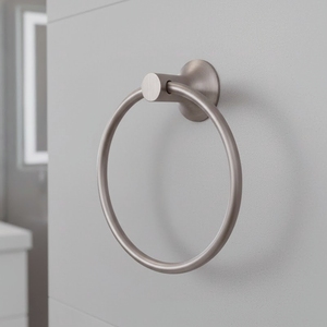 Anneau de serviette en laiton satiné en nickel brossé Support mural Design contemporain Quincaillerie de salle de bain facile à nettoyer pour la maison Hôtel Cuisine - Product Image 1