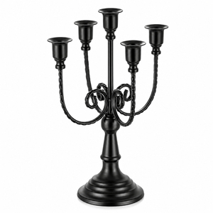 Candélabre en métal doré à 5 bras avec incrustation de nacre, porte-bougie, centre de table en gros pour hôtels et événements - Product Image 3